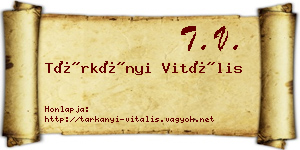 Tárkányi Vitális névjegykártya